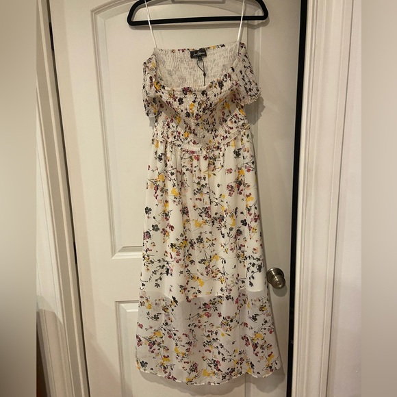 Sam Edelman Women's Off The Shoulder Floral Smocked Cami Pleated Dress - Picture 3 of 4